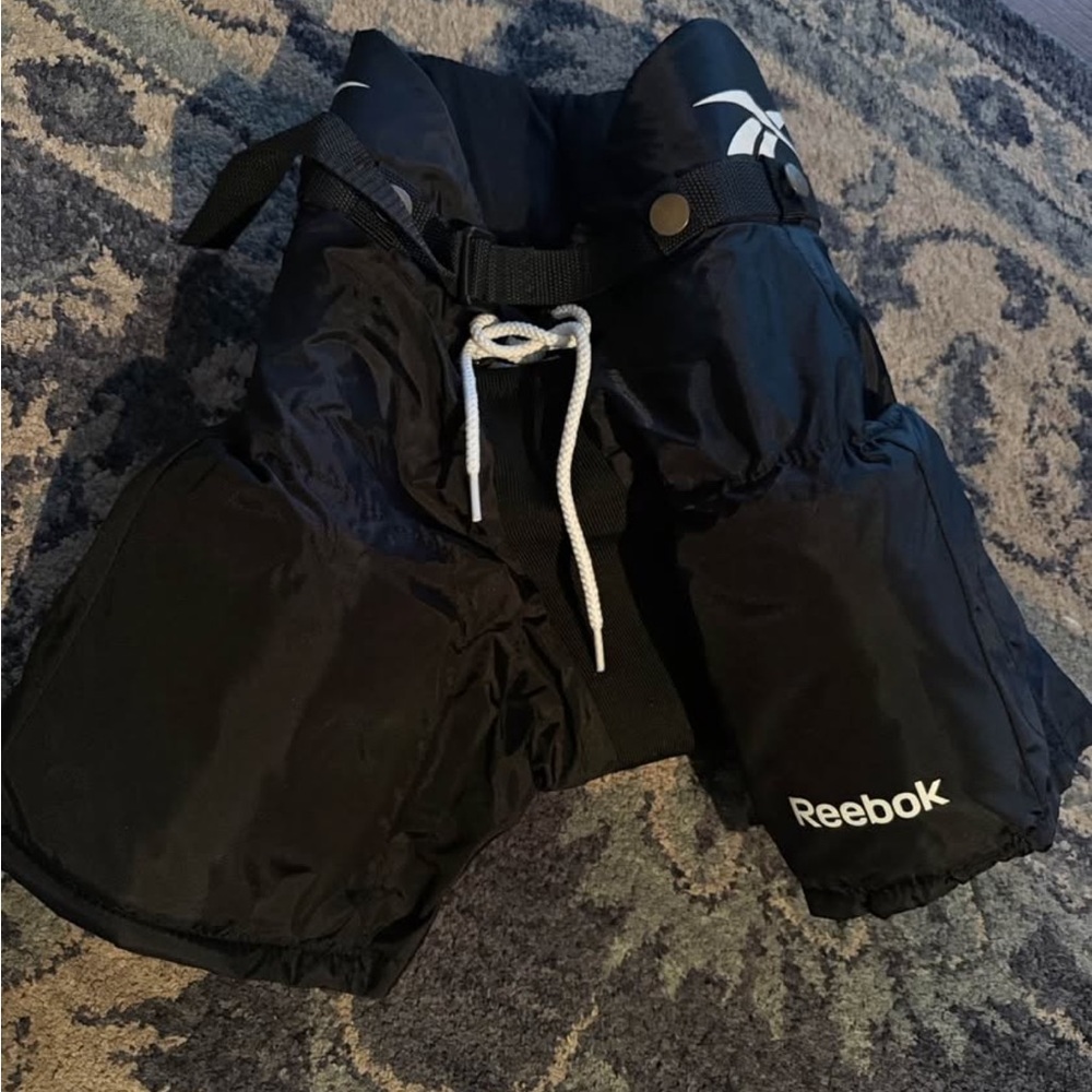 Reebok Black Youth Hockey Shorts with White Drawstring